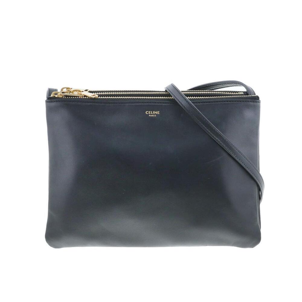 CELINE Trio Shoulder Bag Messenger Black